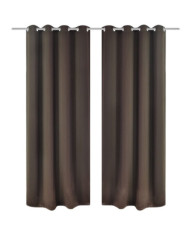 Rideau occultant 2 pcs et œillets métalliques 135x175 cm Marron | Mobilier & Déco