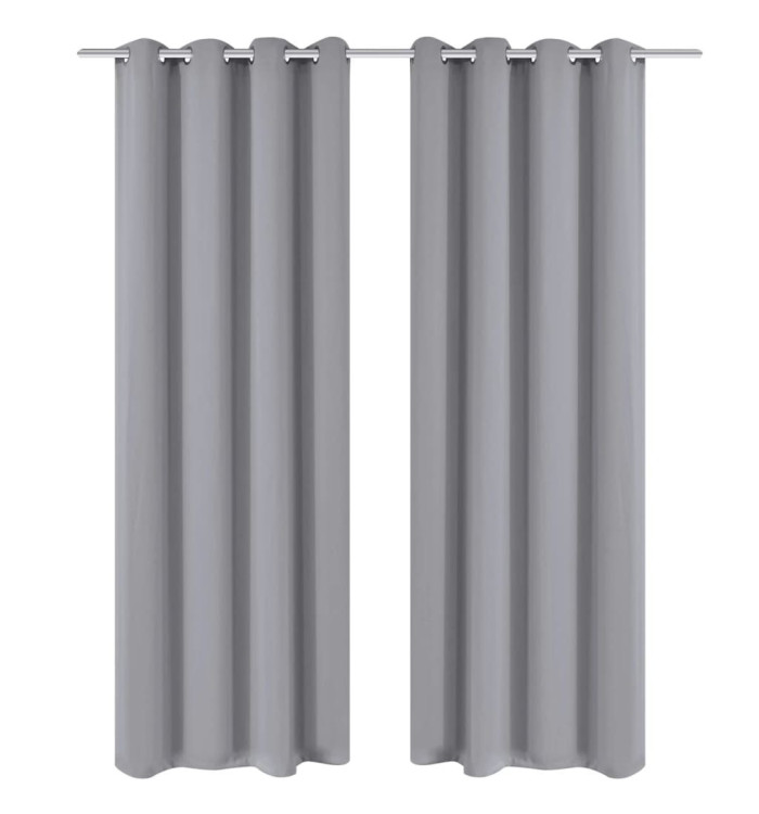 Rideau occultant 2 pcs avec œillets métalliques 135x175 cm Gris | Mobilier & Déco