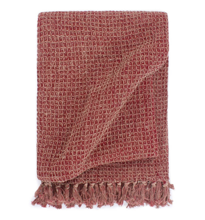 Couverture en coton 220 x 250 cm Bordeaux | Mobilier & Déco