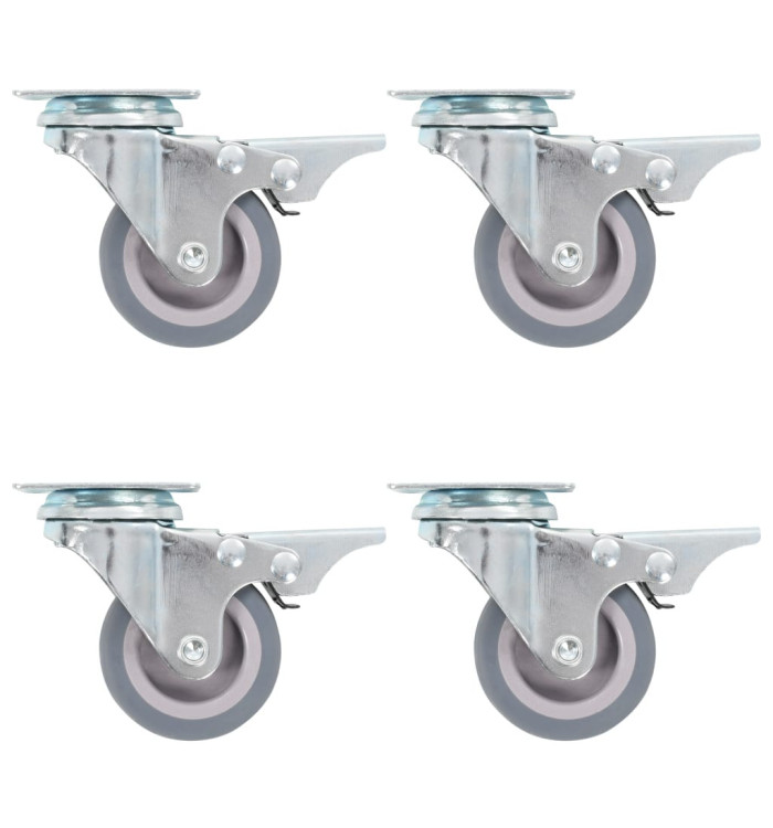 Roulettes pivotantes avec frein double 4 pcs 50 mm | Mobilier & Déco