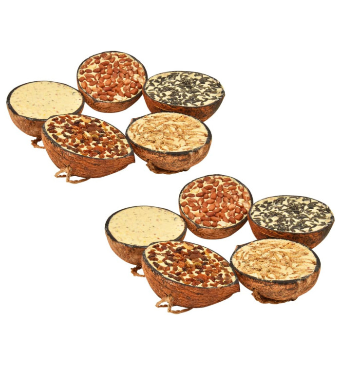 Moitiés de noix de coco de nourriture d'oiseaux 10 pcs 290 g | Mobilier & Déco