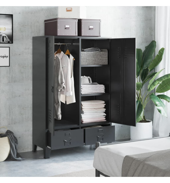 Garde-robe industrielle noir 90x40x140 cm acier | Mobilier & Déco