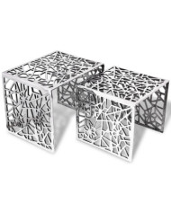 Table auxiliaire carrée 2 pièces Aluminium Argenté | Mobilier & Déco