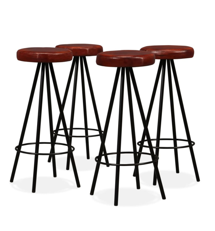 Tabourets de bar lot de 4 cuir véritable | Mobilier & Déco