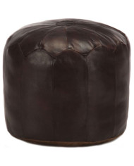 Pouf 40 x 35 cm Marron foncé Cuir véritable de chèvre | Mobilier & Déco