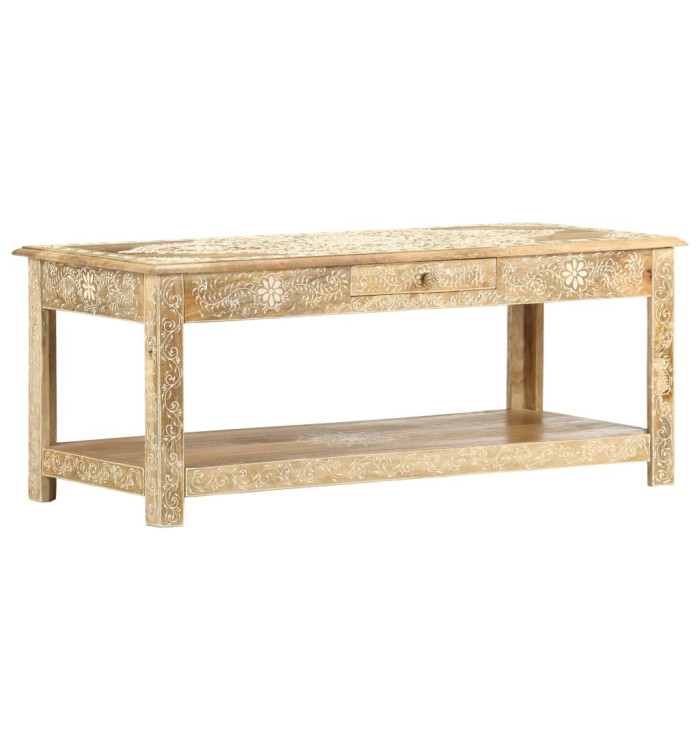 Table basse peinte à main 110x50x45 cm Bois de manguier massif | Mobilier & Déco