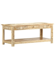 Table basse peinte à main 110x50x45 cm Bois de manguier massif | Mobilier & Déco