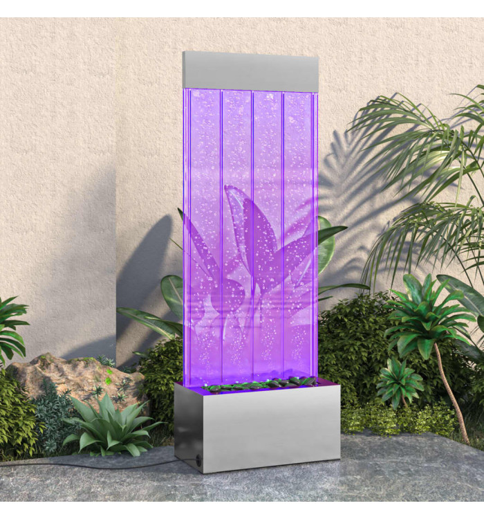 Colonne à bulles avec LED RVB Inox et acrylique 110 cm | Mobilier & Déco