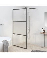 Paroi de douche 115x195 cm Verre ESG demi-dépoli Noir | Mobilier & Déco