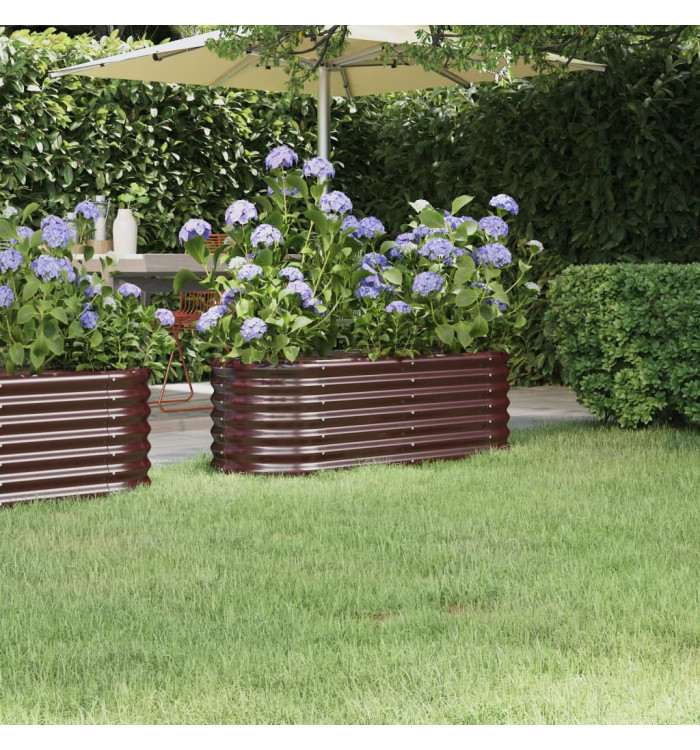 Lit surélevé de jardin Acier enduit de poudre marron | Mobilier & Déco