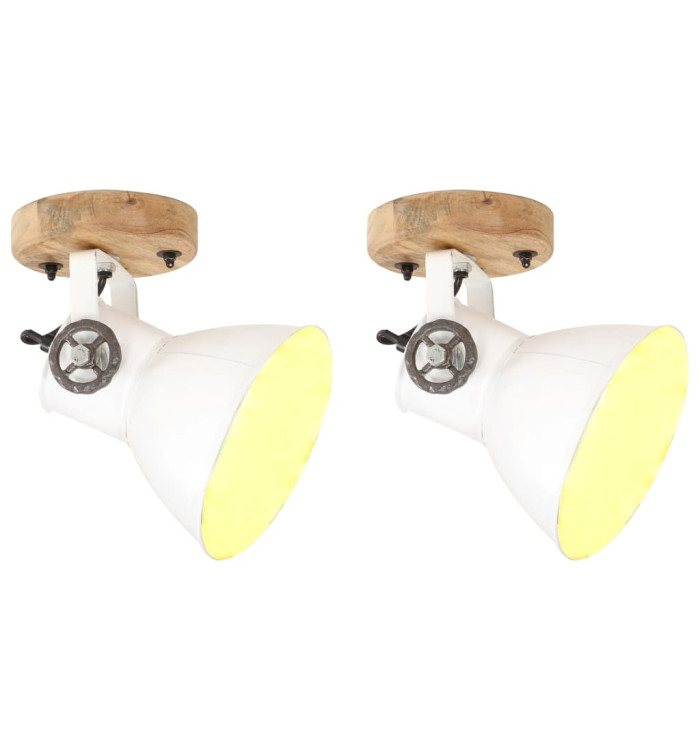 Lampe murale industrielle/de plafond 2 pcs Blanc 20x25 cm E27 | Mobilier & Déco