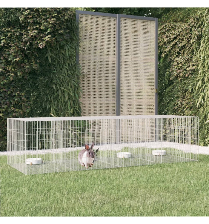 Cage à lapin 4 panneaux 217x79x54 cm Fer galvanisé | Mobilier & Déco