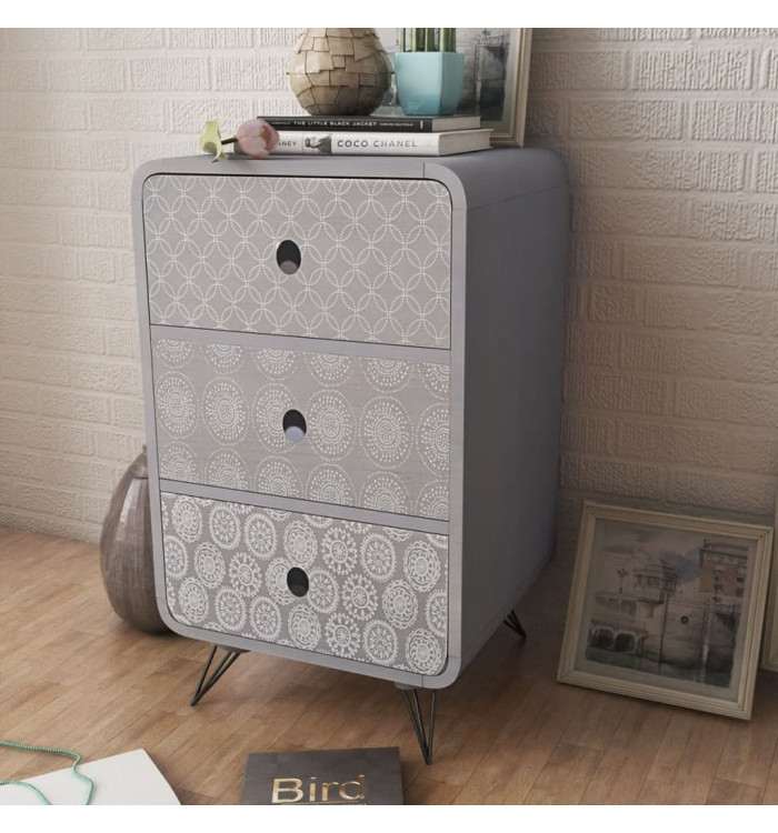 Armoire latérale avec 3 tiroirs Gris | Mobilier & Déco
