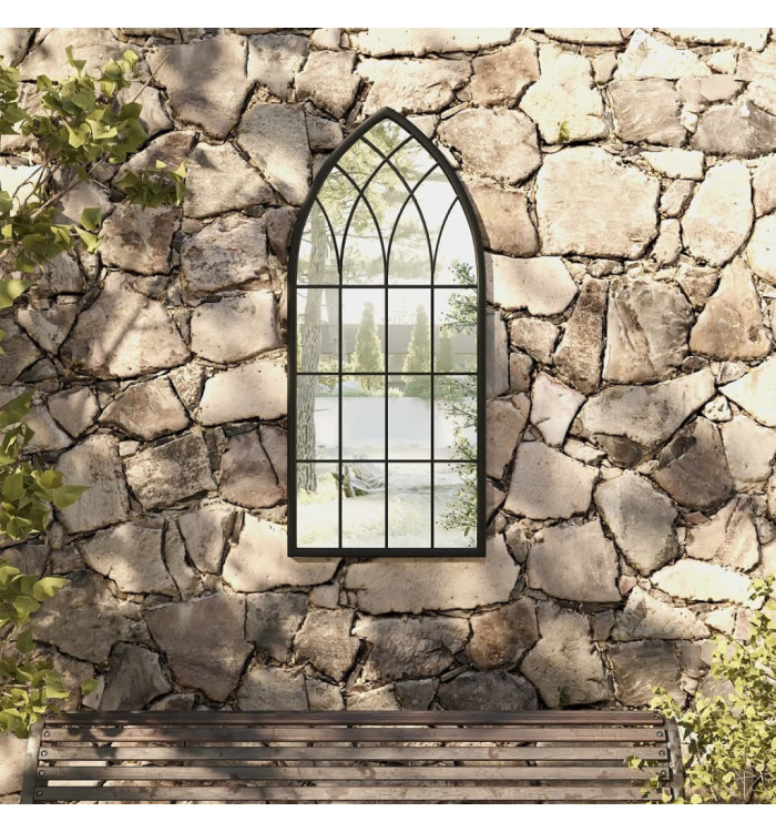 Miroir de jardin Noir 100x45 cm Fer pour utilisation extérieure | Mobilier & Déco
