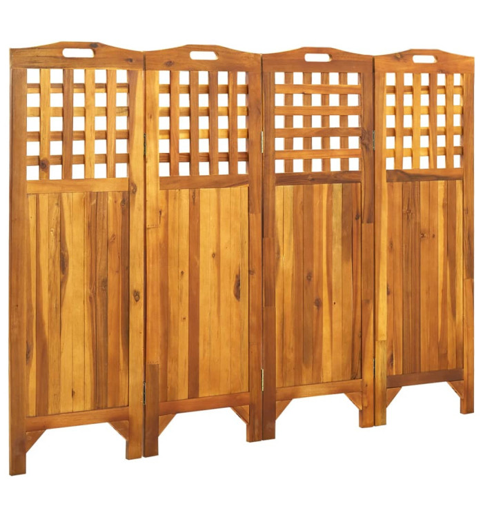 Cloison de séparation 4 panneaux 161x2x120 cm Bois d'acacia | Mobilier & Déco