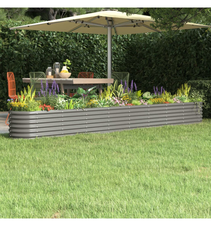 Lit surélevé de jardin Acier enduit de poudre 332x40x36 cm gris | Mobilier & Déco