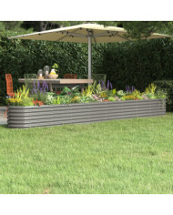Lit surélevé de jardin Acier enduit de poudre 332x40x36 cm gris | Mobilier & Déco