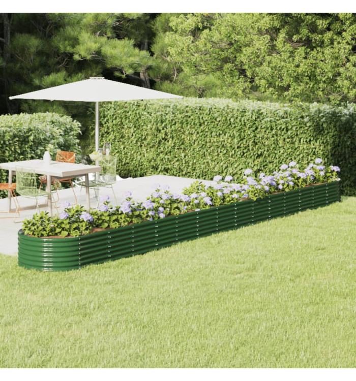 Lit surélevé de jardin Acier enduit de poudre 620x80x36 cm Vert | Mobilier & Déco