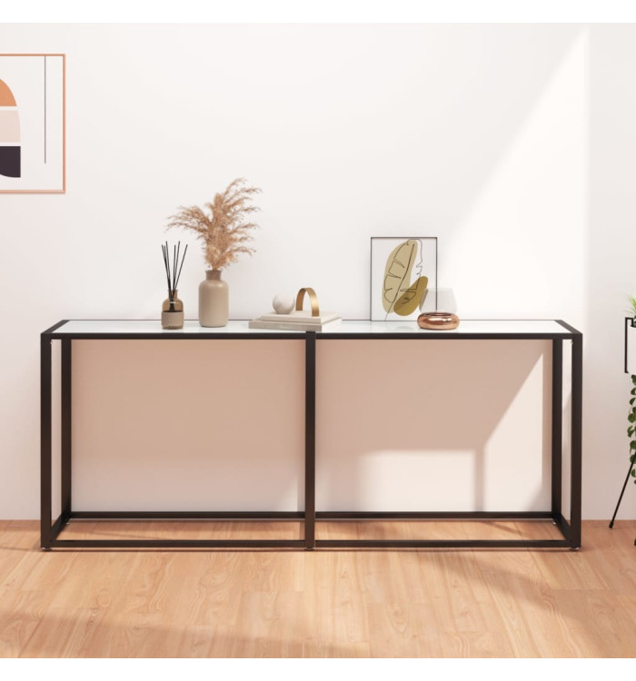 Table console Marbre blanc 180x35x75,5 cm Verre trempé | Mobilier & Déco