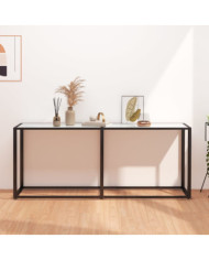 Table console Marbre blanc 180x35x75,5 cm Verre trempé | Mobilier & Déco