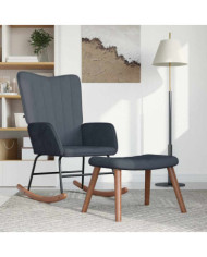 Chaise à bascule avec repose-pied Gris foncé Velours | Mobilier & Déco