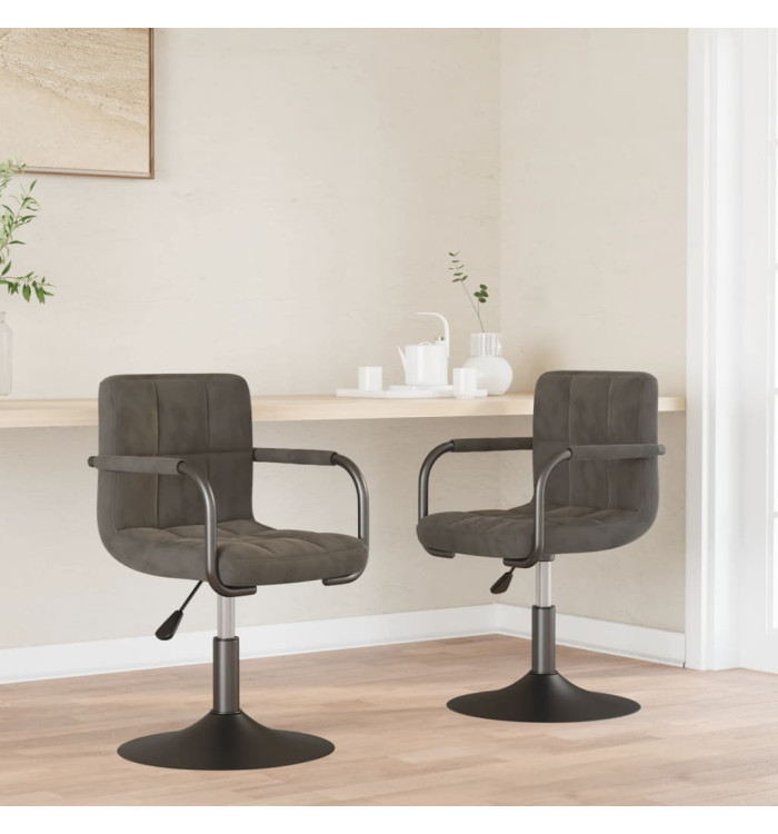 Chaises pivotantes à manger lot de 2 gris foncé velours | Mobilier & Déco