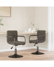 Chaises pivotantes à manger lot de 2 gris foncé velours | Mobilier & Déco