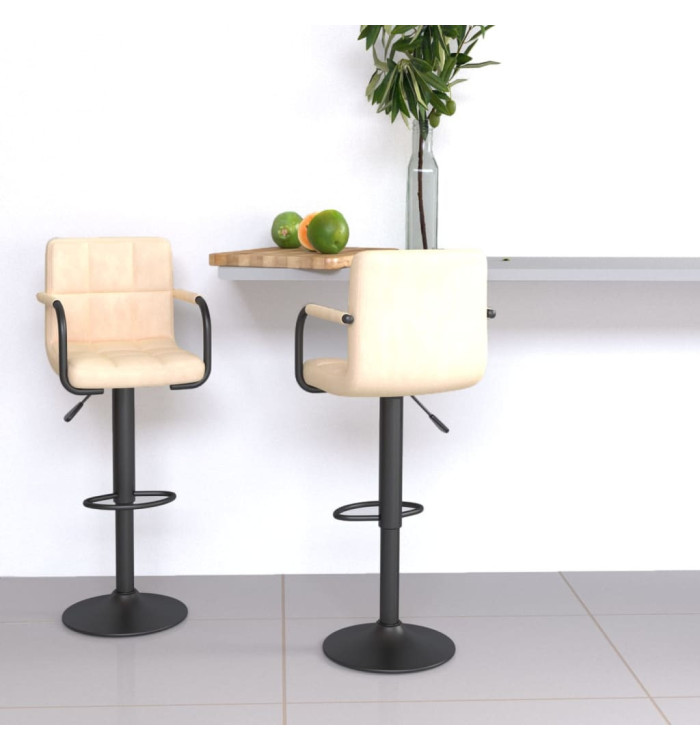 Tabourets de bar lot de 2 crème velours | Mobilier & Déco