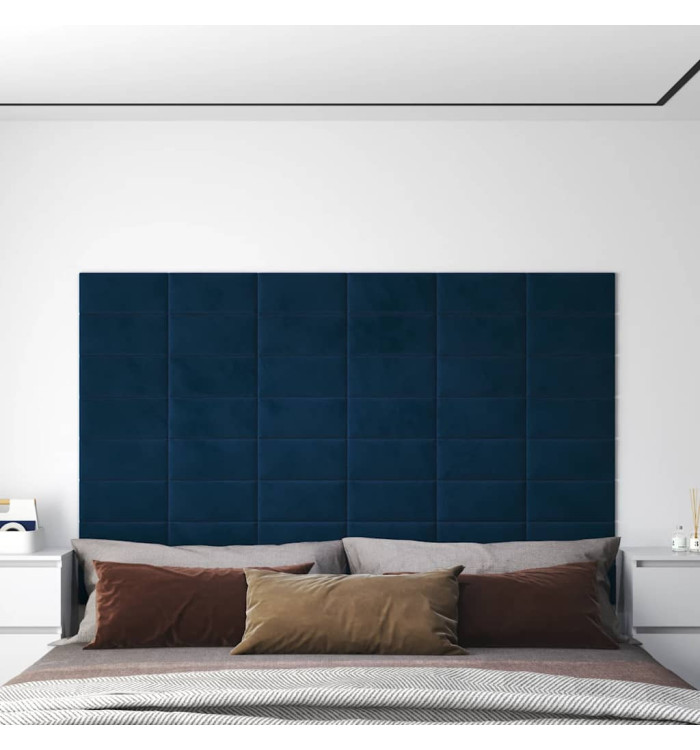 Panneaux muraux 12 pcs Bleu 30x15 cm Velours 0,54 m² | Mobilier & Déco