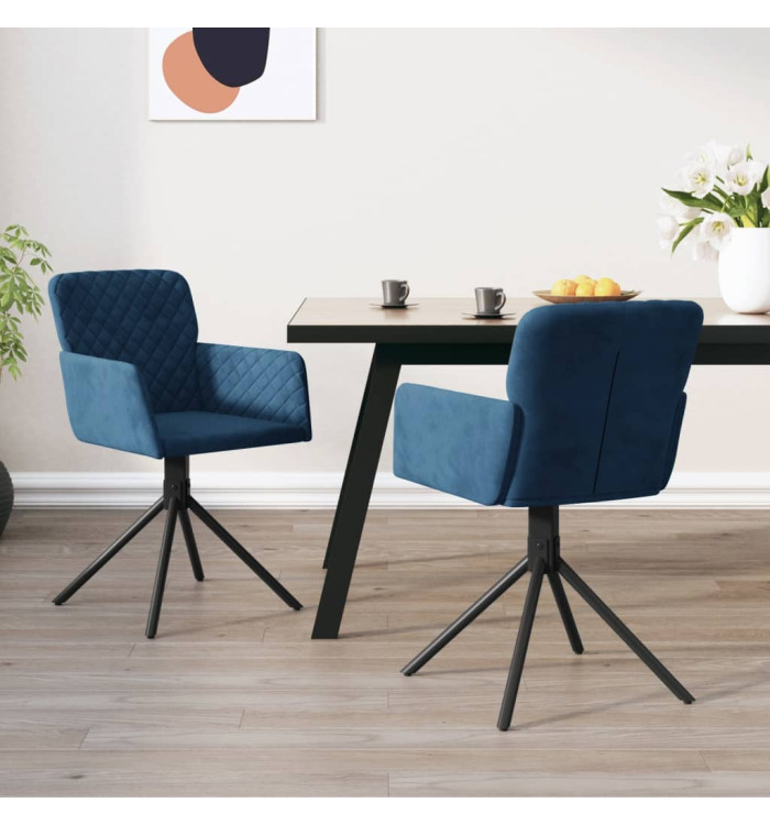 Chaises pivotantes à manger lot de 2 Bleu Velours | Mobilier & Déco