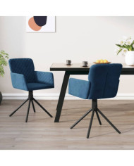 Chaises pivotantes à manger lot de 2 Bleu Velours | Mobilier & Déco