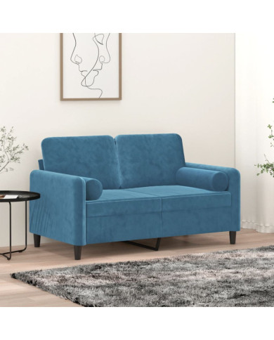 Coussins décoratifs lot de 2 Bleu Ø15x50 cm Velours | Mobilier & Déco