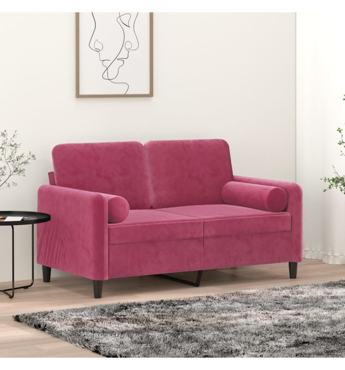 Coussins décoratifs lot de 2 Rouge bordeaux Ø15x50 cm Velours | Mobilier & Déco