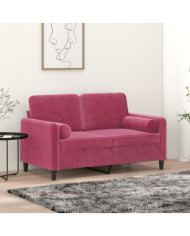 Coussins décoratifs lot de 2 Rouge bordeaux Ø15x50 cm Velours | Mobilier & Déco