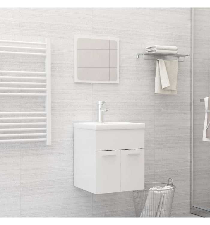 Ensemble de meubles de bain 2 pcs Blanc brillant Aggloméré | Mobilier & Déco