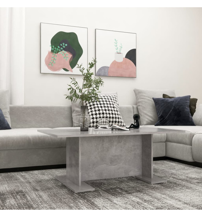 Table basse gris béton 103,5x60x40 cm bois d'ingénierie | Mobilier & Déco