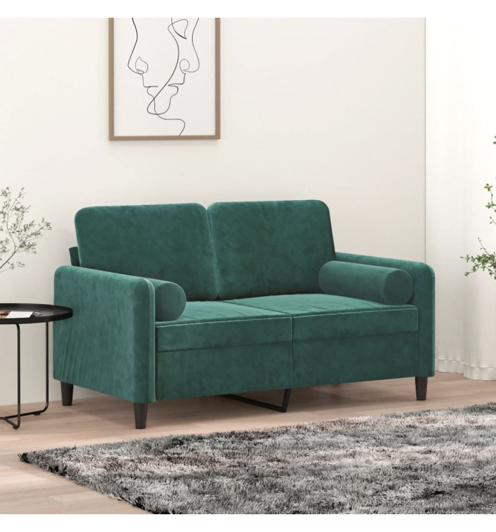 Coussins décoratifs lot de 2 Vert foncé Ø15x50 cm Velours | Mobilier & Déco