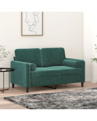 Coussins décoratifs lot de 2 Vert foncé Ø15x50 cm Velours | Mobilier & Déco