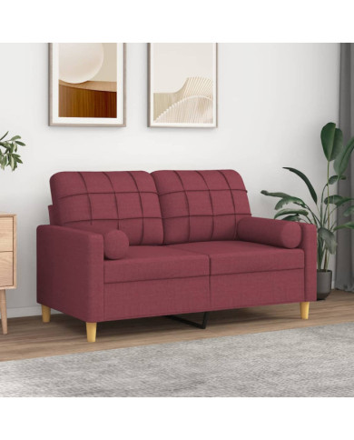 Coussins décoratifs lot de 2 Rouge bordeaux Ø15x50 cm Tissu | Mobilier & Déco