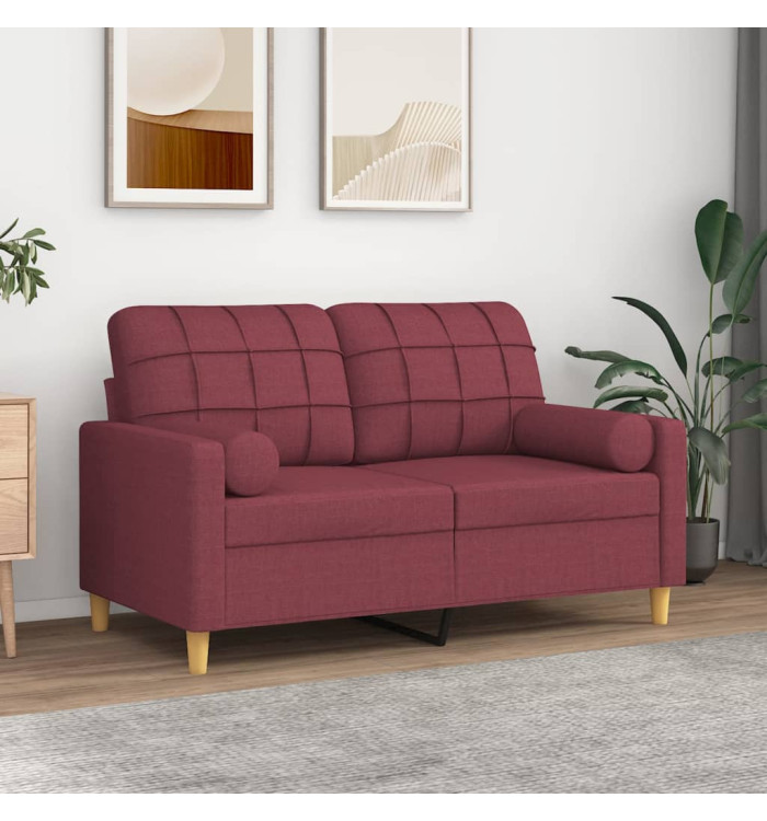 Coussins décoratifs lot de 2 Rouge bordeaux Ø15x50 cm Tissu | Mobilier & Déco