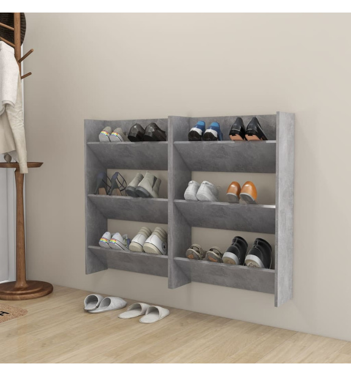 Armoires à chaussures murales 2 pcs Gris béton 60x18x90 cm | Mobilier & Déco