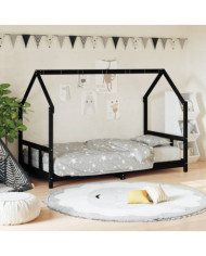 Cadre de lit pour enfants noir 90x200 cm bois de pin massif | Mobilier & Déco