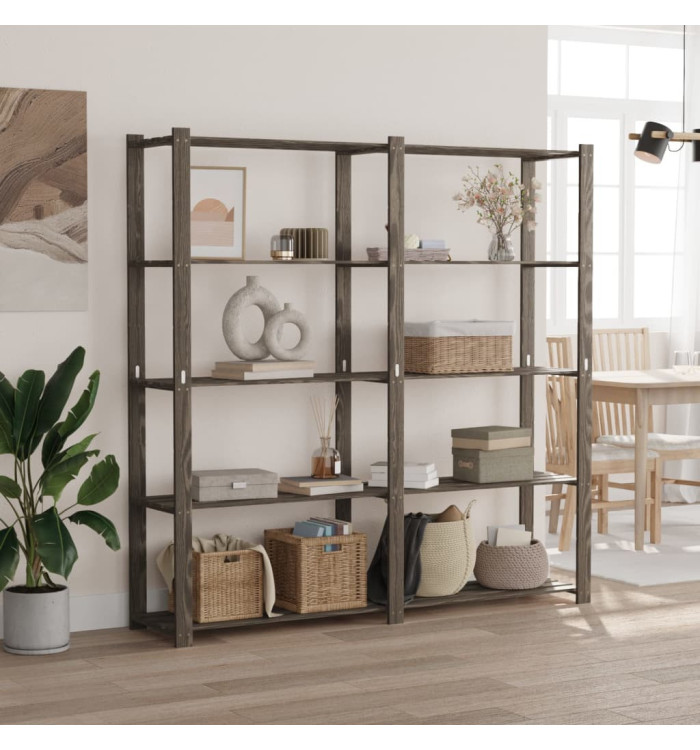 Support de rangement à 5 niveaux gris 170x38x170 cm bois de pin | Mobilier & Déco