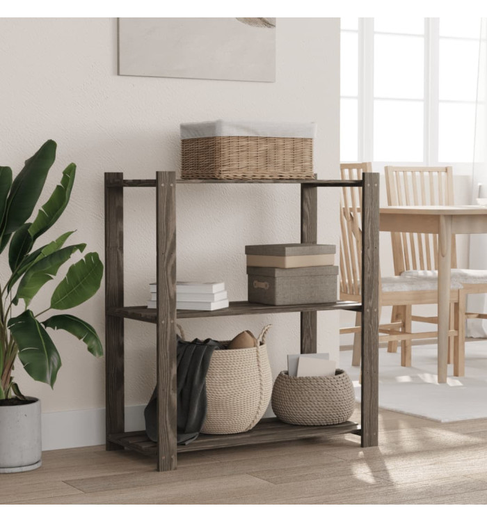 Support de rangement à 3 niveaux gris 80x38x90 cm bois de pin | Mobilier & Déco