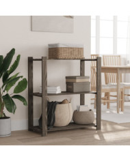 Support de rangement à 3 niveaux gris 80x38x90 cm bois de pin | Mobilier & Déco