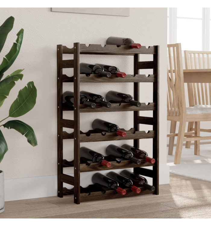 Casier à bouteilles pour 30 bouteilles noir bois pin solide | Mobilier & Déco