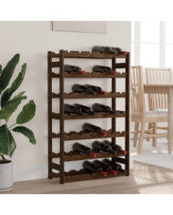 Casier à bouteilles pour 42 bouteilles marron bois pin solide | Mobilier & Déco