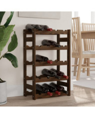 Casier à bouteilles pour 20 bouteilles marron bois pin solide | Mobilier & Déco