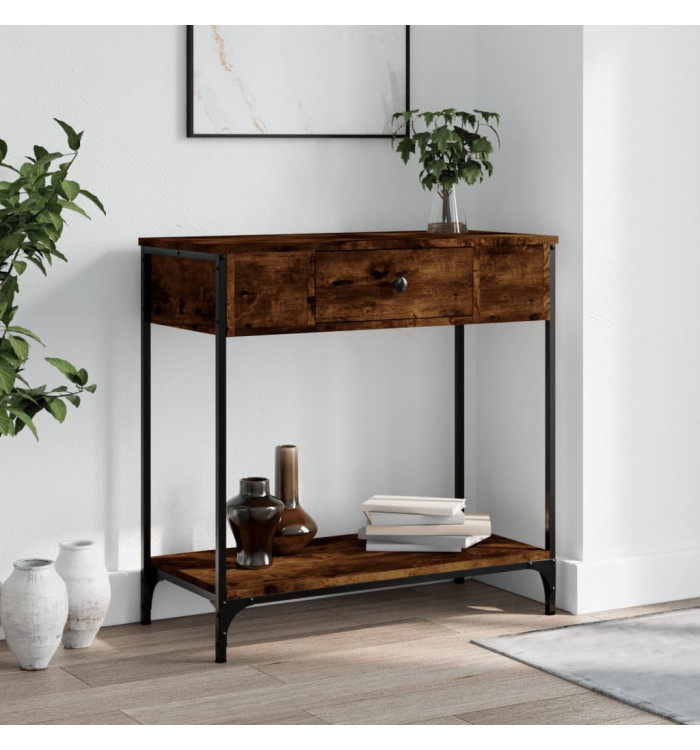 Table console chêne fumé 75x34,5x75 cm bois d'ingénierie | Mobilier & Déco