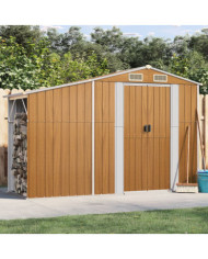Abri de jardin marron 277x93x179 cm acier galvanisé | Mobilier & Déco